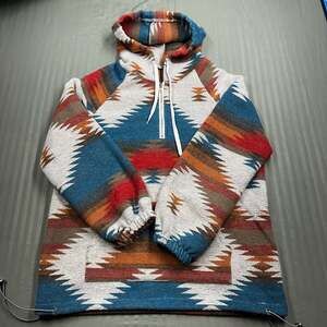 Women's Southwestern Aztec Print Quarter-Zip Hoodie with Front Pocket